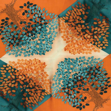 Azade Τετράγωνο Φουλάρι Πορτοκαλί & Μπλε